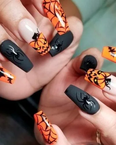 40 Fall Nail Designs Ideas to Make You Swoon-Halloween-Inspired Nails