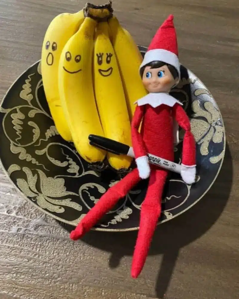 50 Last Minute Elf on the Shelf ideas-Writing on Fruit