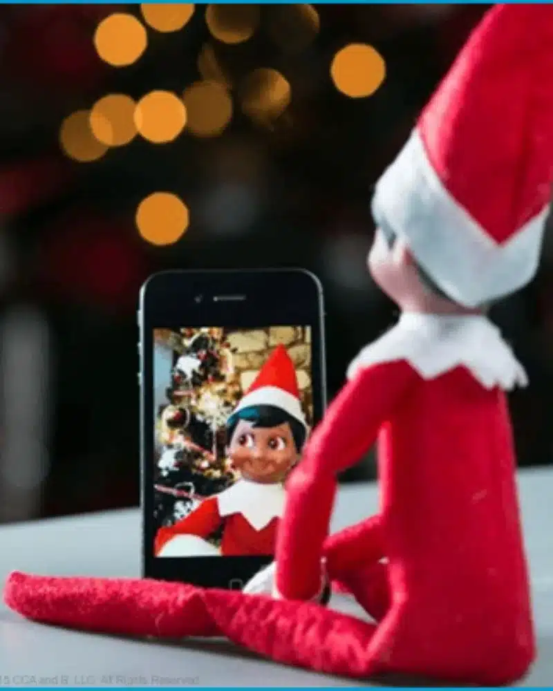 50 Last Minute Elf on the Shelf ideas-Taking a Selfie