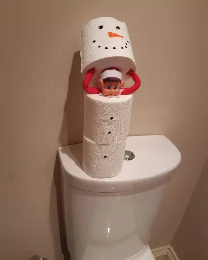 50 Last Minute Elf on the Shelf ideas-Bathroom tissue Trick