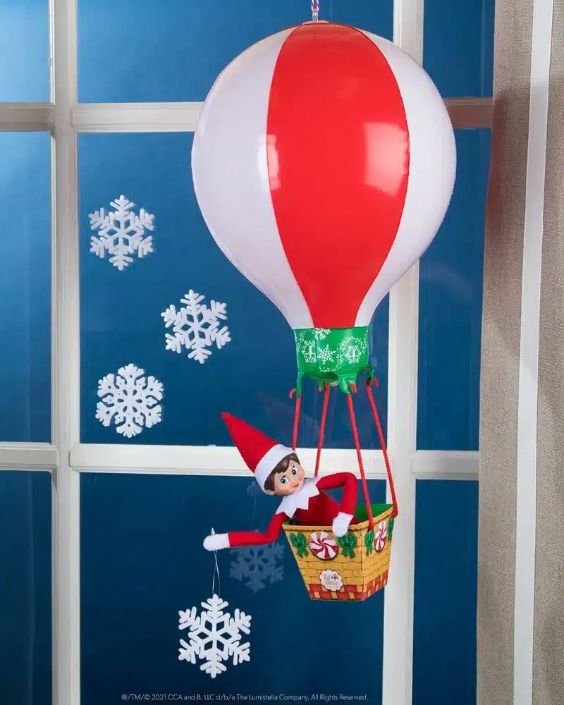 50 Last Minute Elf on the Shelf ideas-Up, Up, and Away