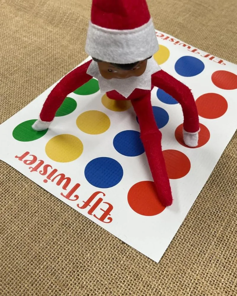 50 Last Minute Elf on the Shelf ideas-Playing Twister