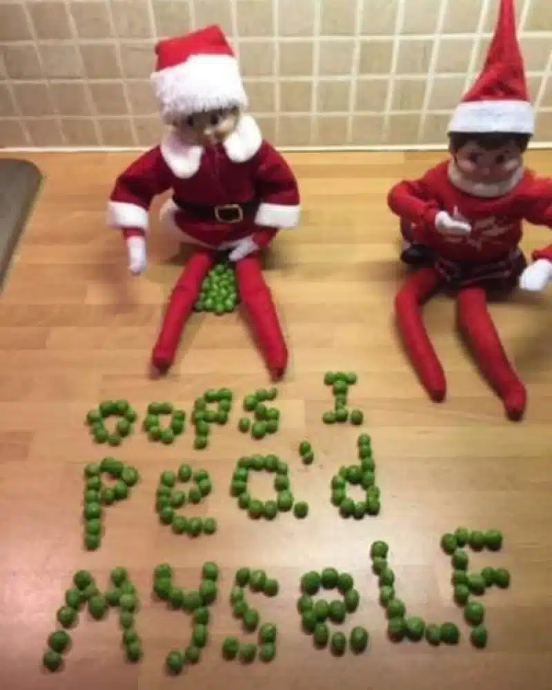 50 Last Minute Elf on the Shelf ideas-He Peed!