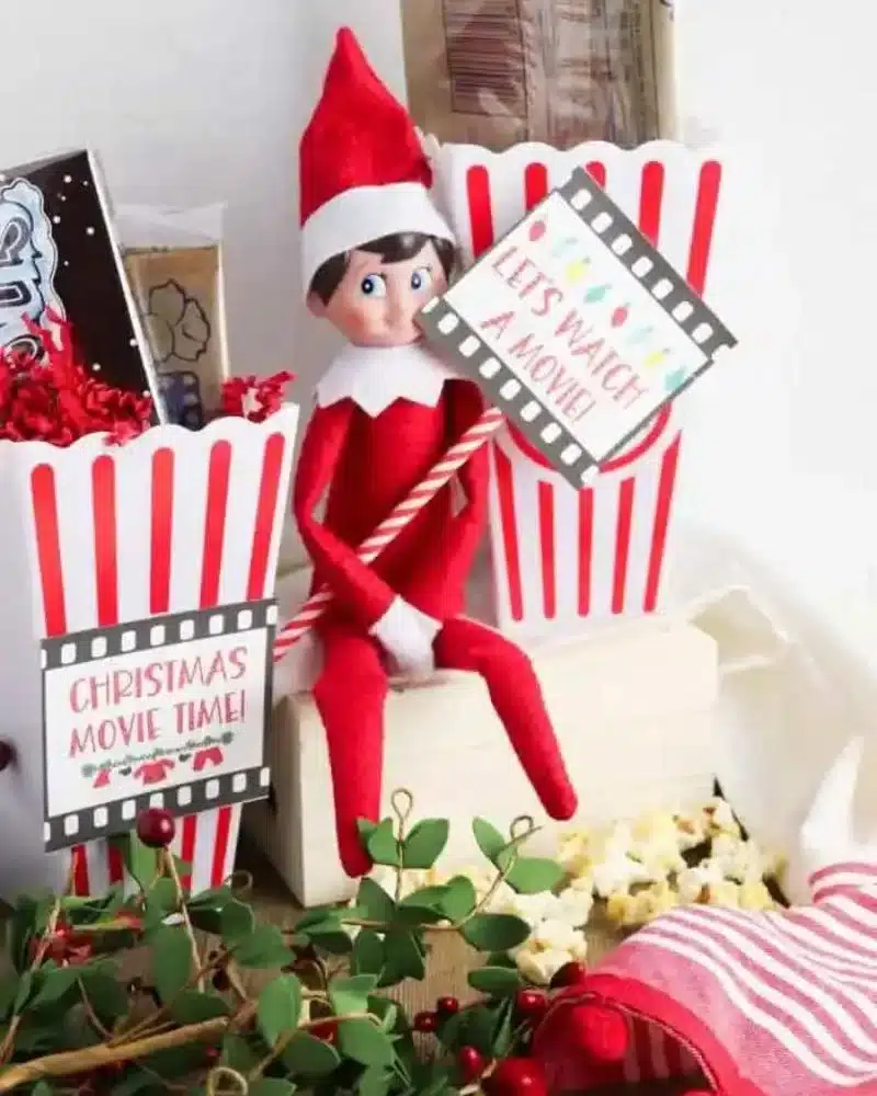 50 Last Minute Elf on the Shelf ideas-Film Night