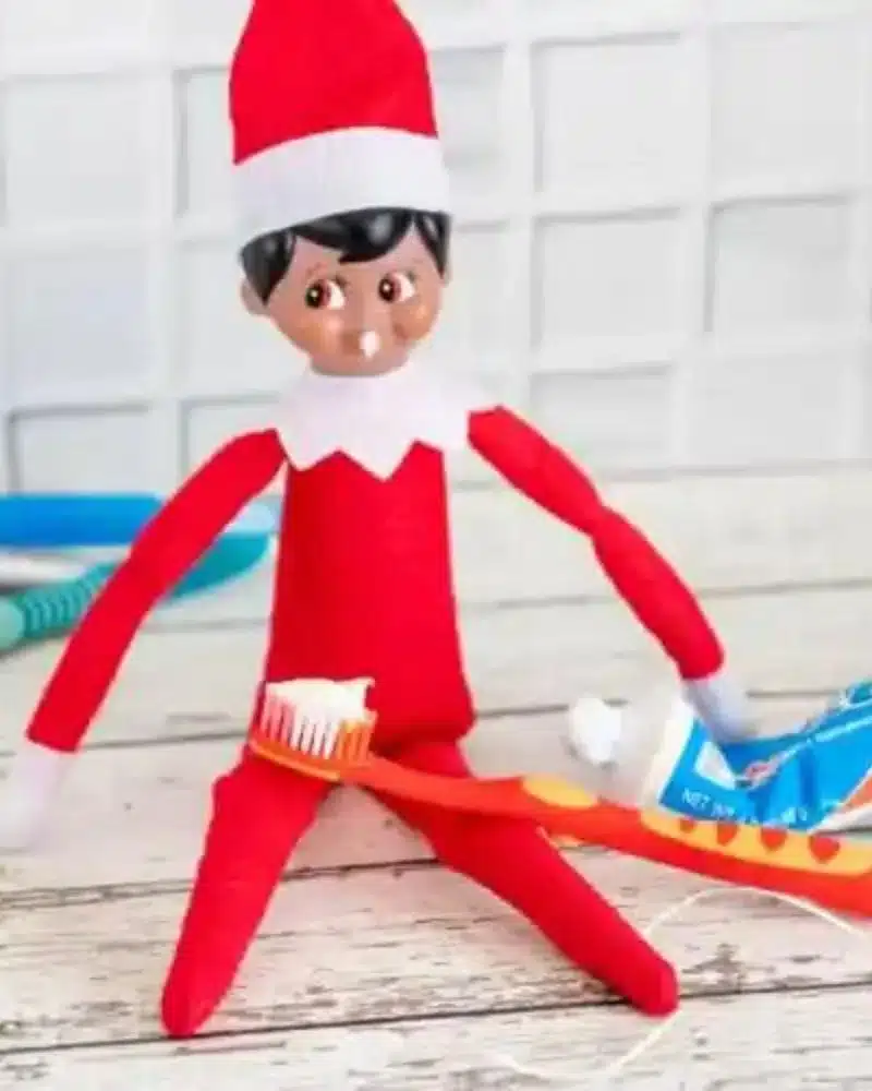 50 Last Minute Elf on the Shelf ideas-Getting into the Toothpaste