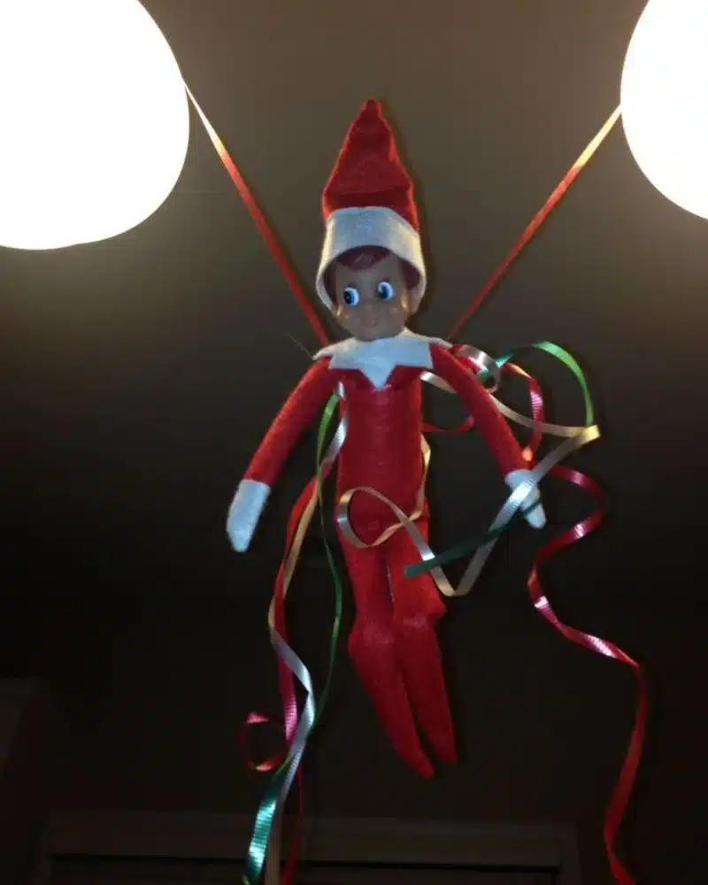 50 Last Minute Elf on the Shelf ideas-Tied Up In Ribbon