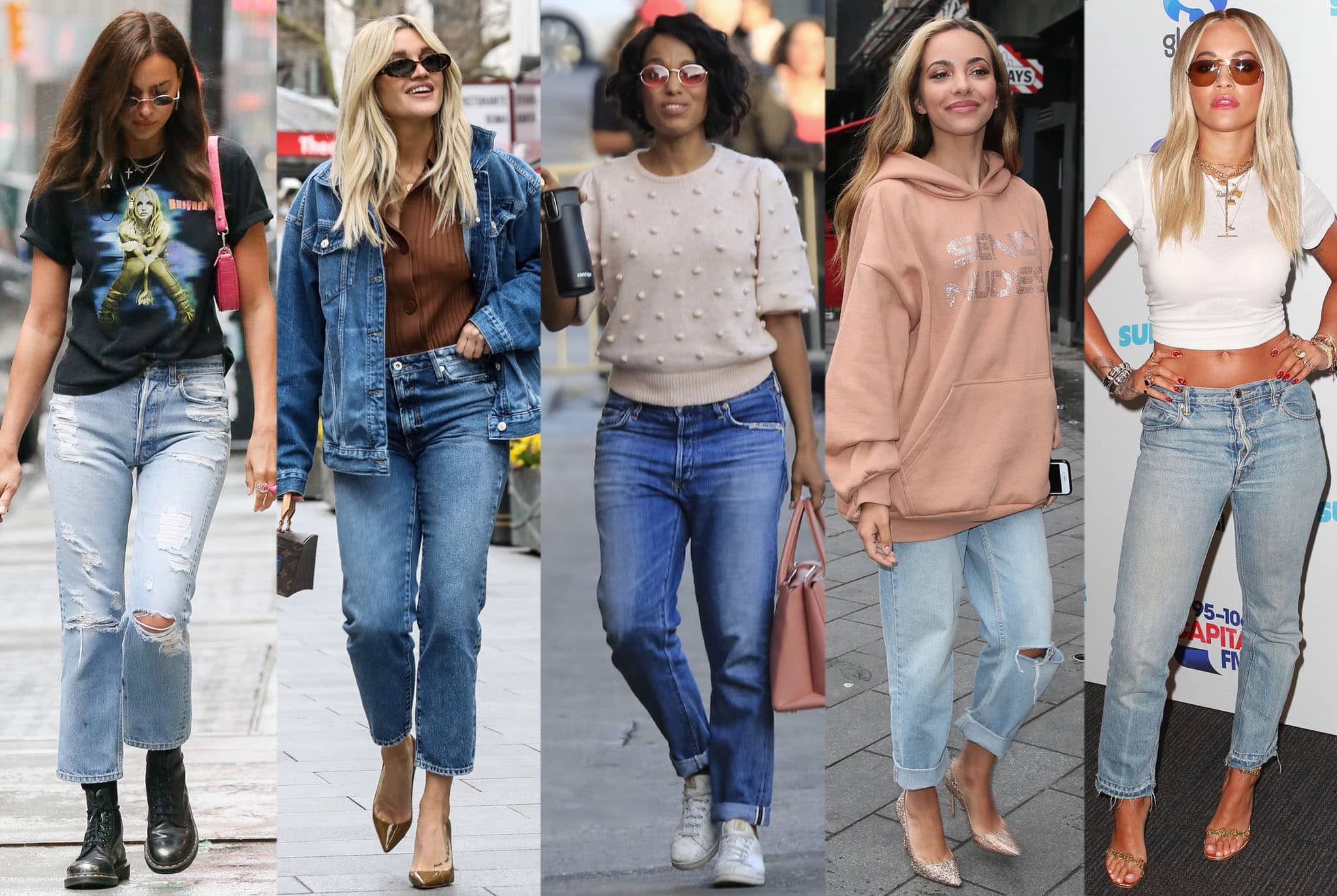 5 Ways To Wear Wide Leg Jeans With Sneakers