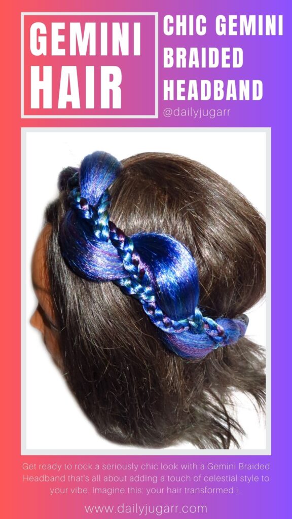 Blue and Black Chic Gemini Braided Headband Gemini Hair