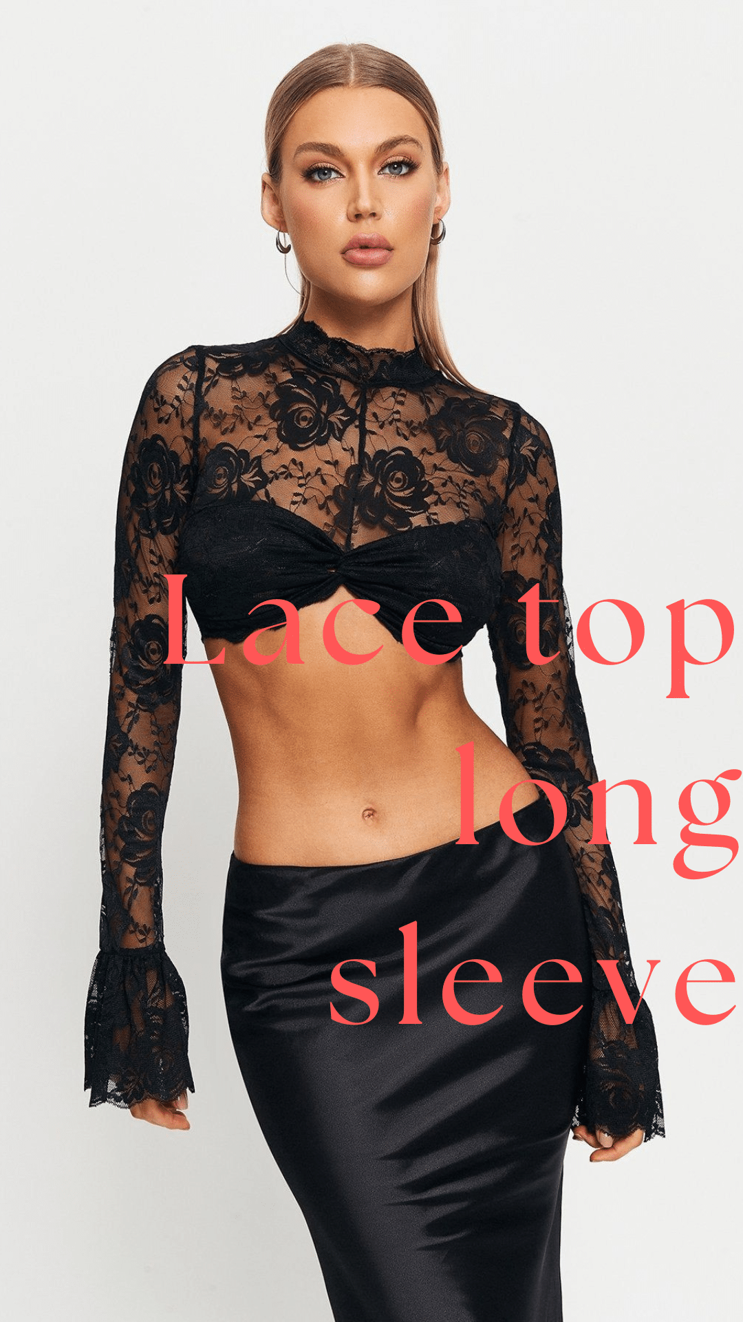 Noir Lace Long Sleeve Elegance Top main image 0