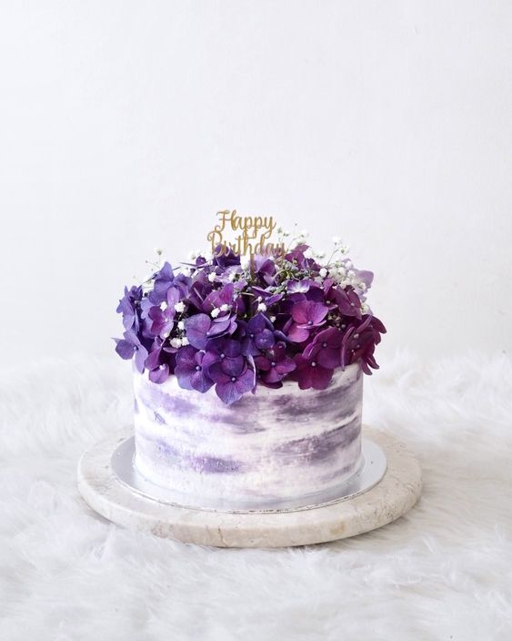 Edible Masterpieces Purple Floral Cake
