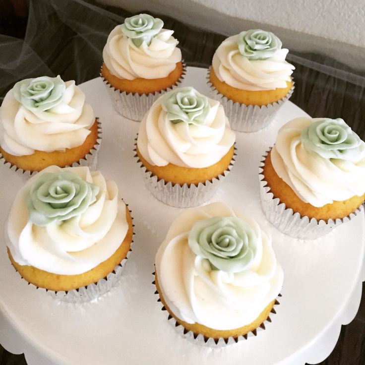 Sage Green Cupcakes with Fresh Herbs