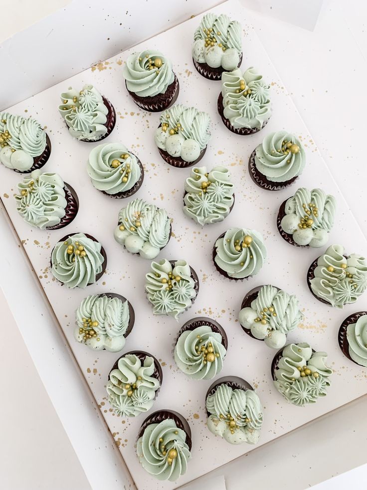 Sage Green Cupcakes for Gender Reveal Parties
