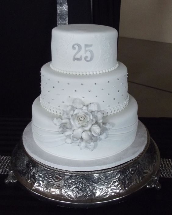 Silver 25th Anniversary Cake Ideas 