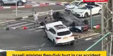 sraeli National Security Minister Itamar Ben-Gvir was slightly injured in a car accident on Friday