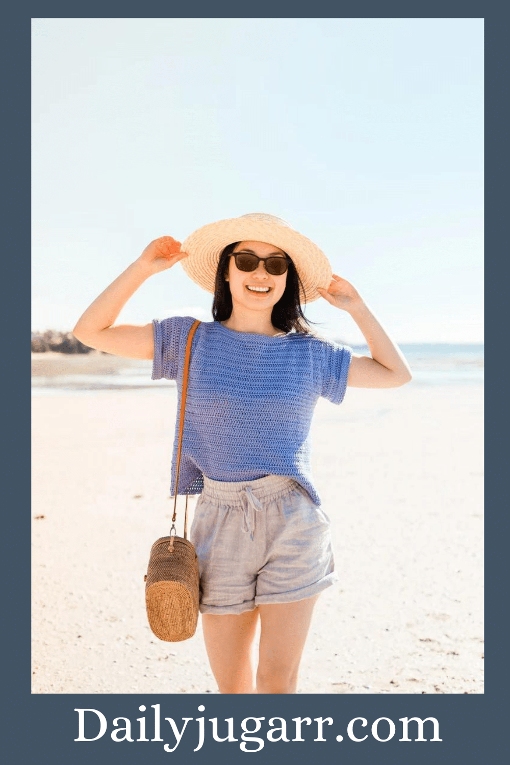 Loro Crochet Relaxed Button Through Beach Shirt in Beige main image 1