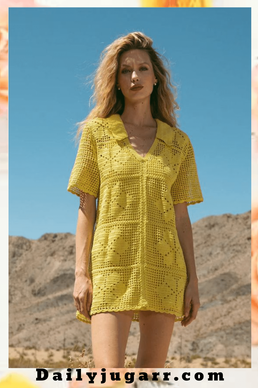 Desert Sunset Crochet Mini Dress (S)
