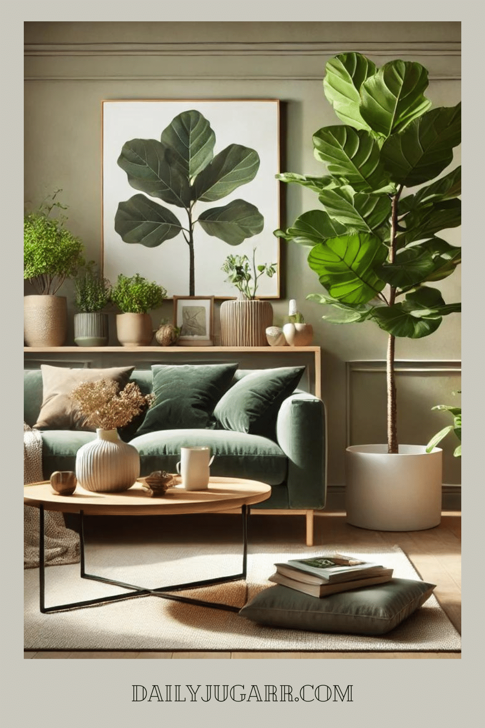 View of Nature's Touch, Dark Modern Home Interior Decorations with Green Plants