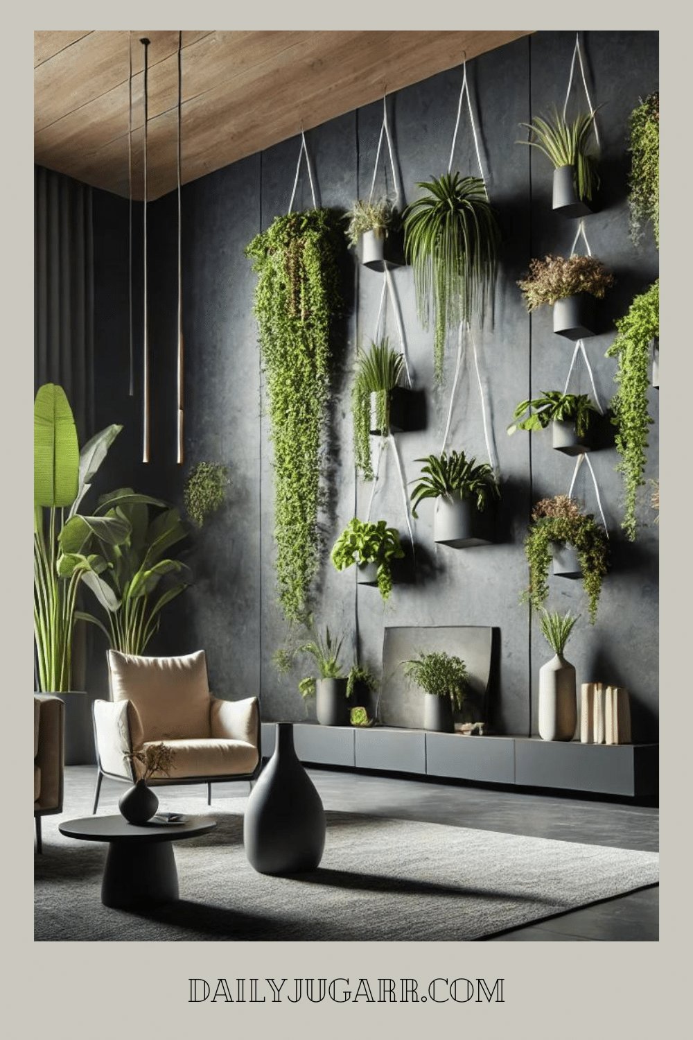 Nature's Touch, Dark Modern Home Interior Decorations with Green Plants