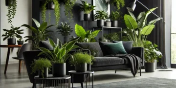 Nature's Touch, Dark Modern Home Interior Decorations with Green Plants dailyjugarr.com